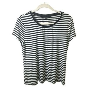 White House Black Market Shirt Womens M Tee Blouse Short Sleeve Nautical Striped